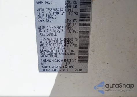 2013 Nissan Pathfinder Sl z USA, uszkodzony, nr VIN 5N1AR2MN1DC686111